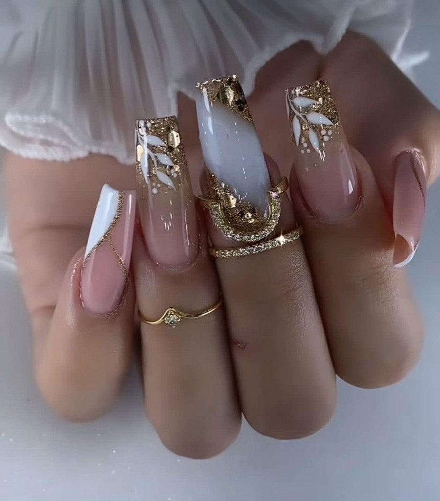 Gold leaf nails
